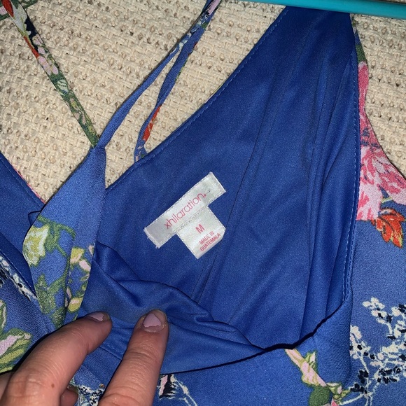 Blue/floral patterned spaghetti strap dress! - Picture 2 of 6